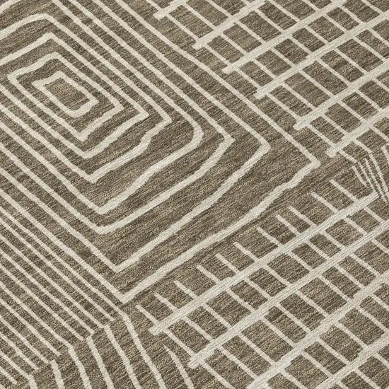 Brown And Beige Geometric Washable Indoor Outdoor Area Rug Photo 5
