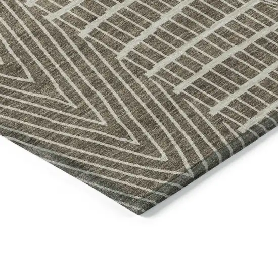 Brown And Beige Geometric Washable Indoor Outdoor Area Rug Photo 4