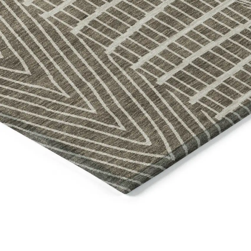 Brown And Beige Geometric Washable Indoor Outdoor Area Rug Photo 4