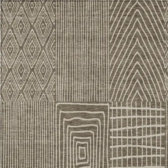Brown And Beige Geometric Washable Indoor Outdoor Area Rug Photo 6
