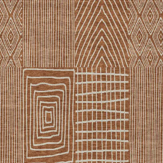 Brown And Beige Geometric Washable Indoor Outdoor Area Rug Photo 6