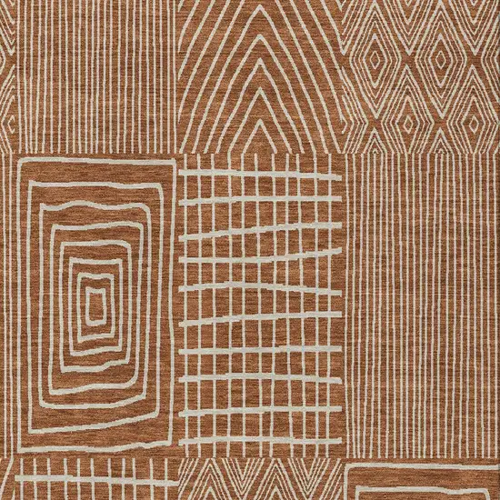 Brown And Beige Geometric Washable Indoor Outdoor Area Rug Photo 6