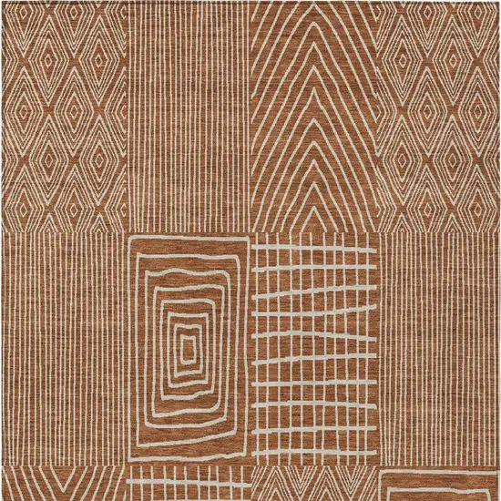 Brown And Beige Geometric Washable Indoor Outdoor Area Rug Photo 7