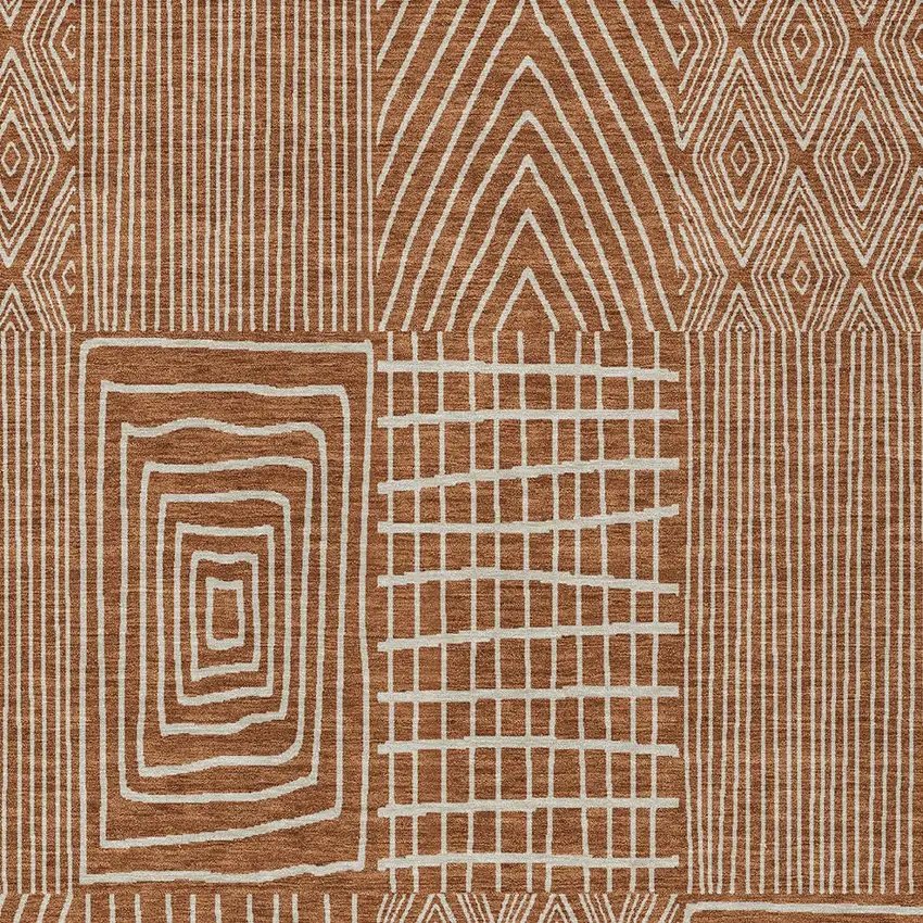 Brown And Beige Geometric Washable Indoor Outdoor Area Rug Photo 6