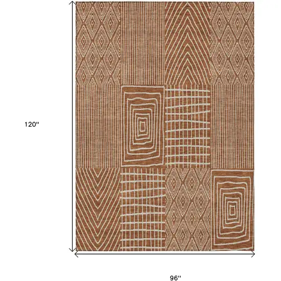 Brown And Beige Geometric Washable Indoor Outdoor Area Rug Photo 3