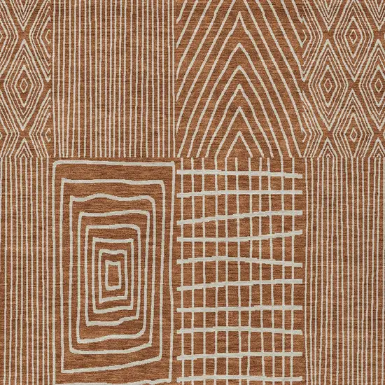 Brown And Beige Geometric Washable Indoor Outdoor Area Rug Photo 6