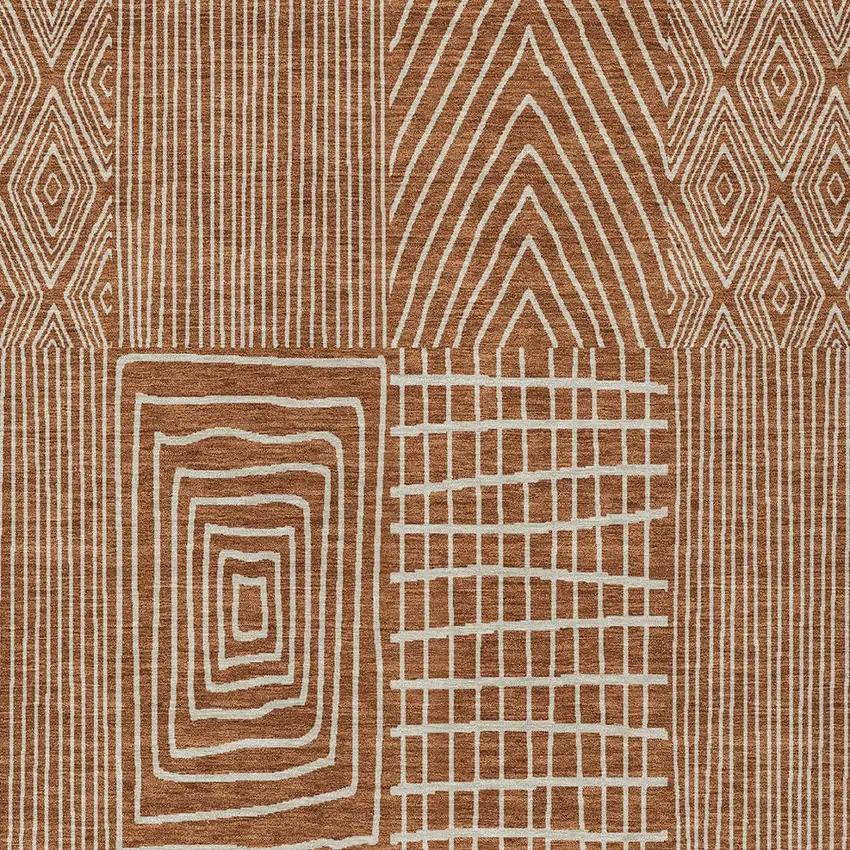 Brown And Beige Geometric Washable Indoor Outdoor Area Rug Photo 6