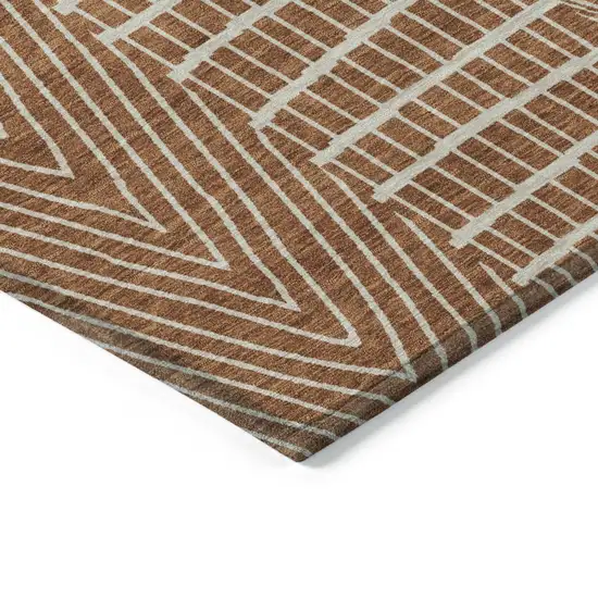 Brown And Beige Geometric Washable Indoor Outdoor Area Rug Photo 4