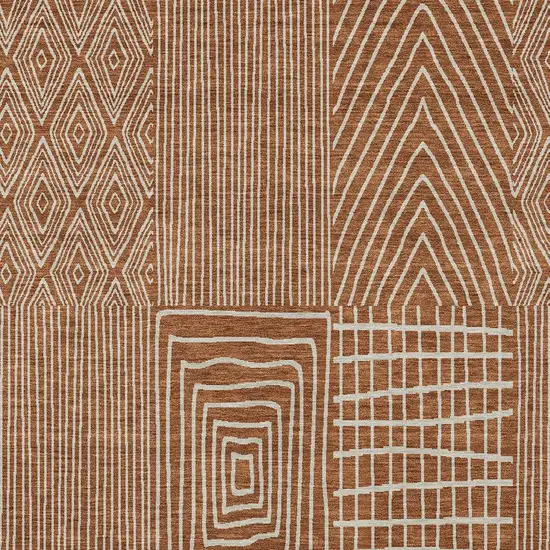 Brown And Beige Geometric Washable Indoor Outdoor Area Rug Photo 6
