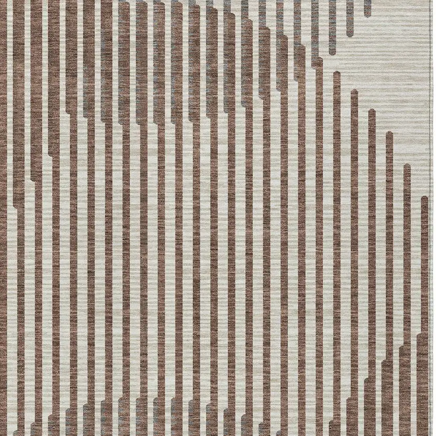 Brown And Beige Geometric Washable Indoor Outdoor Area Rug Photo 6