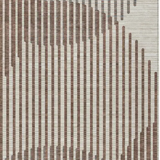 Brown And Beige Geometric Washable Indoor Outdoor Area Rug Photo 6