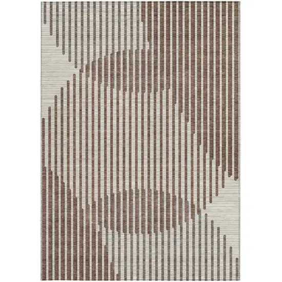 Brown And Beige Geometric Washable Indoor Outdoor Area Rug Photo 7