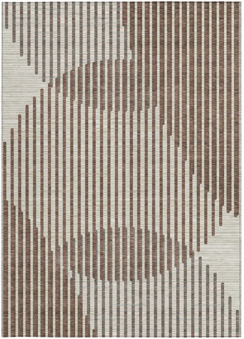 Brown And Beige Geometric Washable Indoor Outdoor Area Rug Photo 7