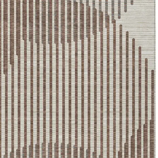 Brown And Beige Geometric Washable Indoor Outdoor Area Rug Photo 6