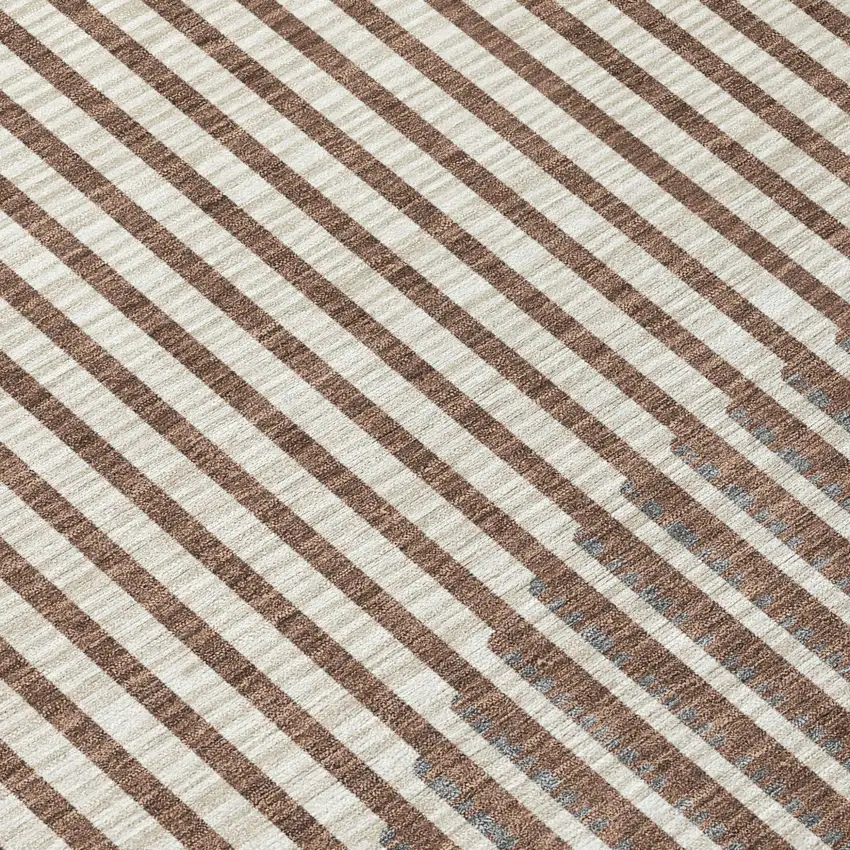 Brown And Beige Geometric Washable Indoor Outdoor Area Rug Photo 5