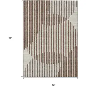 Photo of Brown And Beige Geometric Washable Indoor Outdoor Area Rug