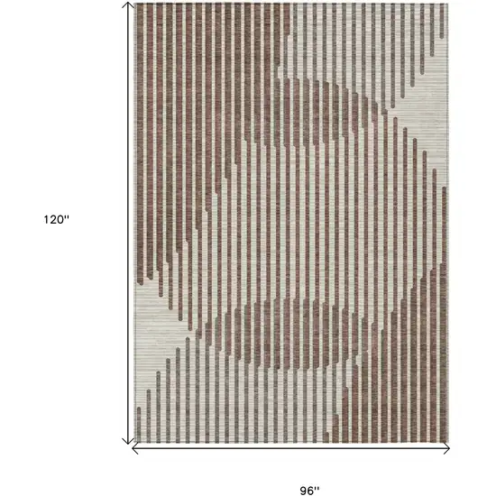 Brown And Beige Geometric Washable Indoor Outdoor Area Rug Photo 3