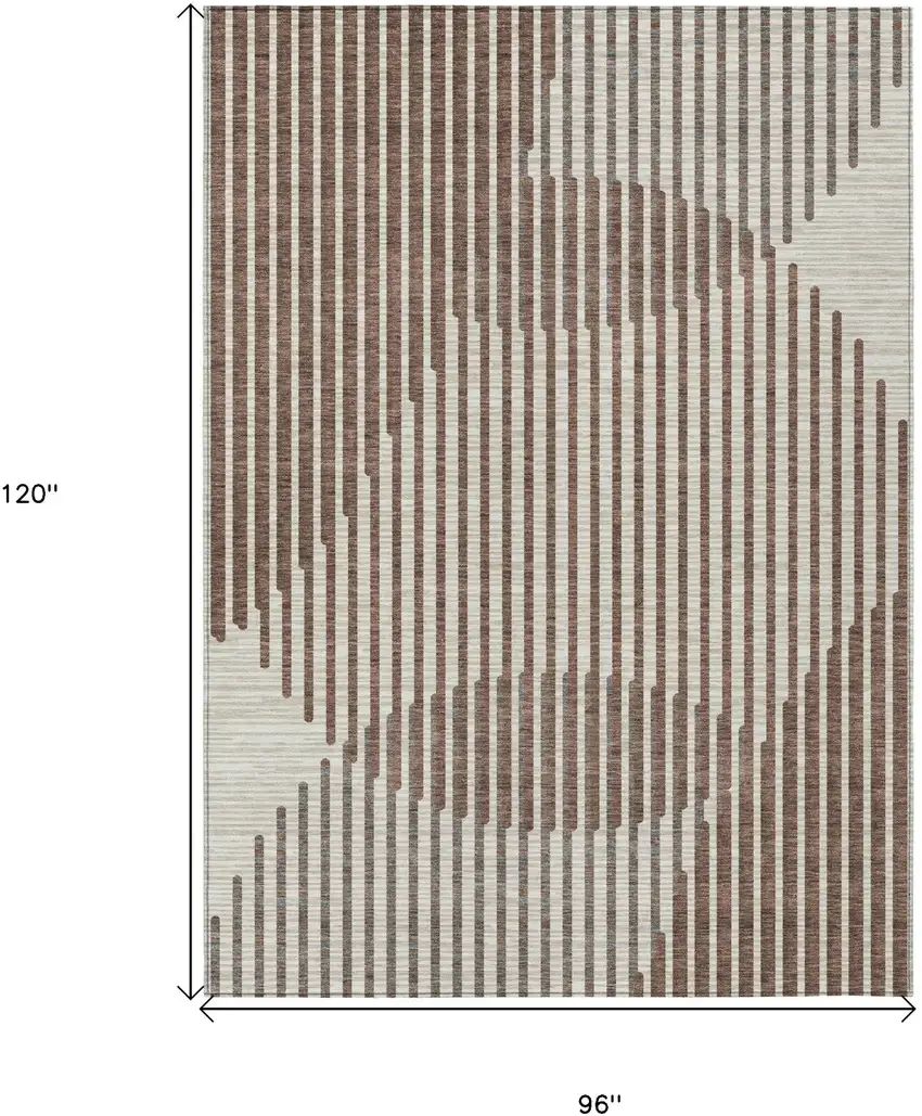 Brown And Beige Geometric Washable Indoor Outdoor Area Rug Photo 3