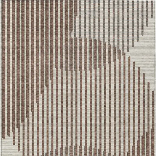 Brown And Beige Geometric Washable Indoor Outdoor Area Rug Photo 7