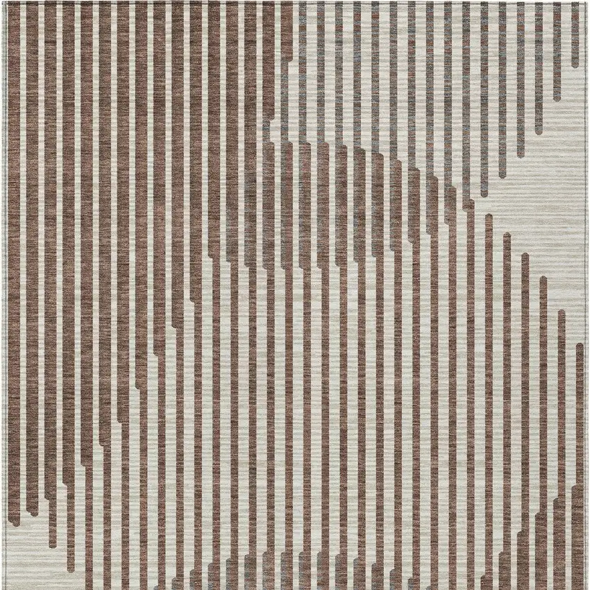 Brown And Beige Geometric Washable Indoor Outdoor Area Rug Photo 7