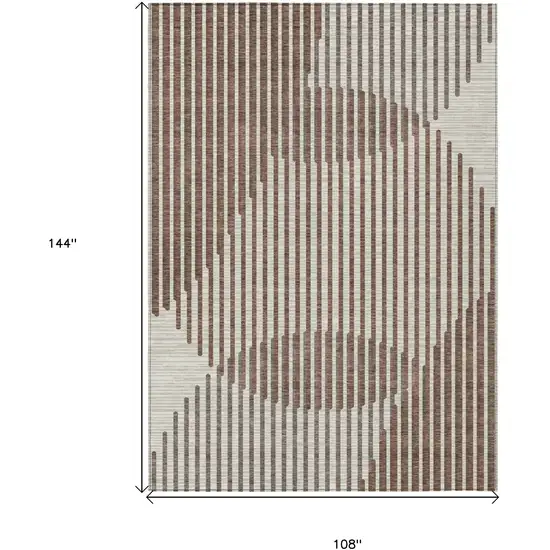 Brown And Beige Geometric Washable Indoor Outdoor Area Rug Photo 3