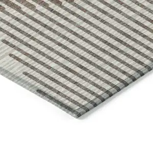 Photo of Brown And Beige Geometric Washable Indoor Outdoor Area Rug