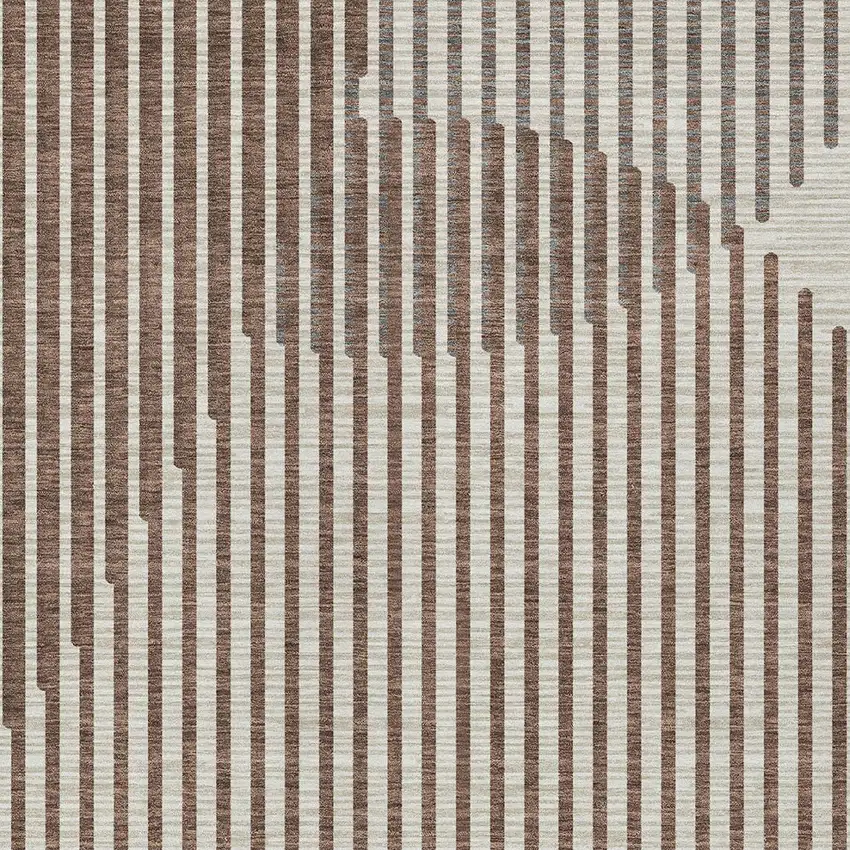 Brown And Beige Geometric Washable Indoor Outdoor Area Rug Photo 6