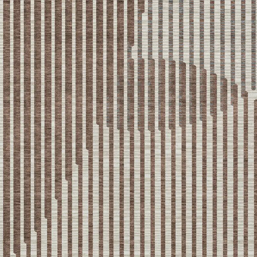 Brown And Beige Geometric Washable Indoor Outdoor Area Rug Photo 6
