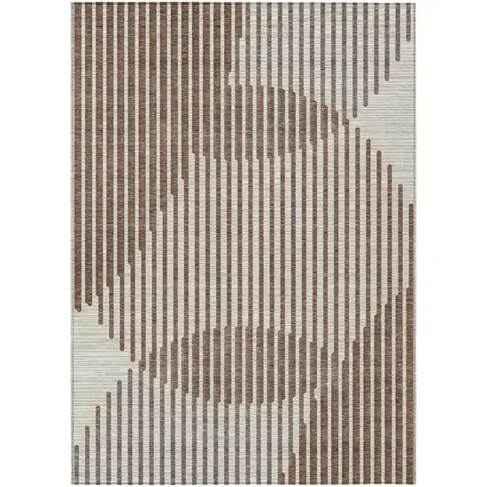 Brown And Beige Geometric Washable Indoor Outdoor Area Rug Photo 2