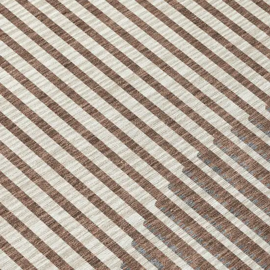 Brown And Beige Geometric Washable Indoor Outdoor Area Rug Photo 5