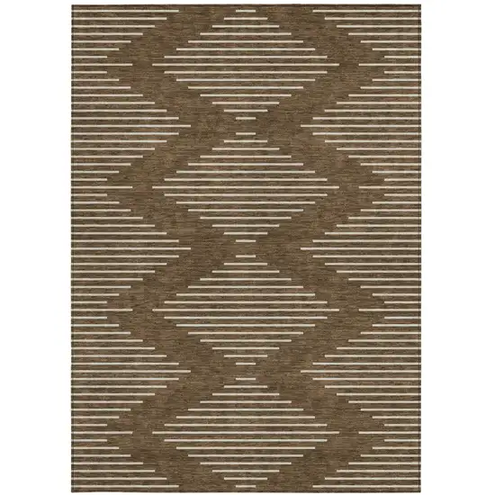 Brown And Beige Geometric Washable Indoor Outdoor Area Rug Photo 6