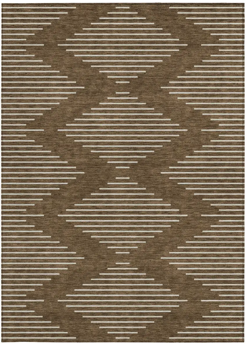 Brown And Beige Geometric Washable Indoor Outdoor Area Rug Photo 6