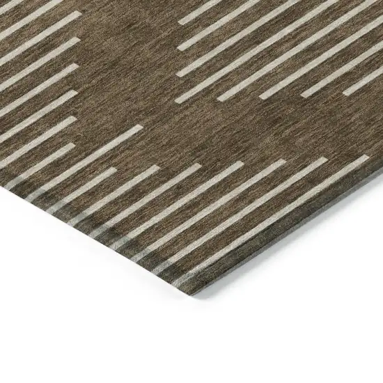 Brown And Beige Geometric Washable Indoor Outdoor Area Rug Photo 4