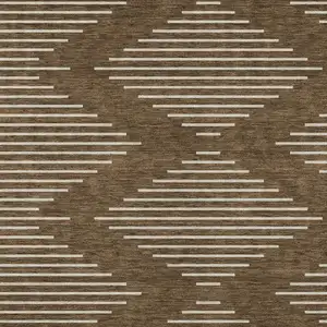 Photo of Brown And Beige Geometric Washable Indoor Outdoor Area Rug