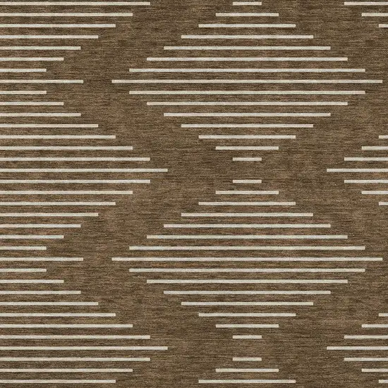 Brown And Beige Geometric Washable Indoor Outdoor Area Rug Photo 5