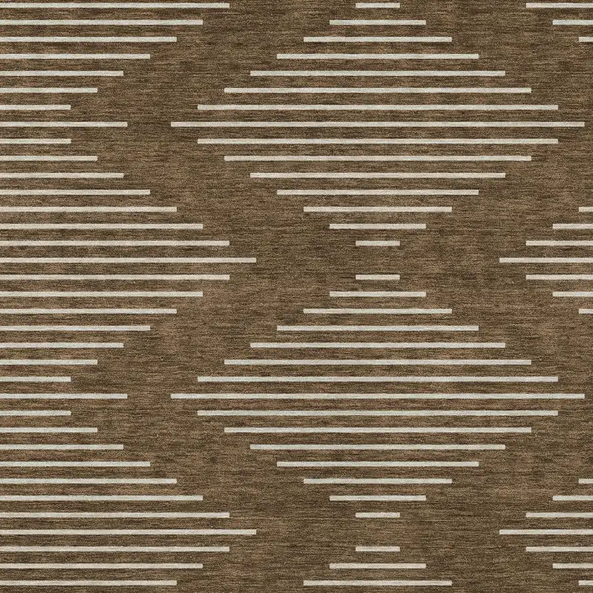 Brown And Beige Geometric Washable Indoor Outdoor Area Rug Photo 5