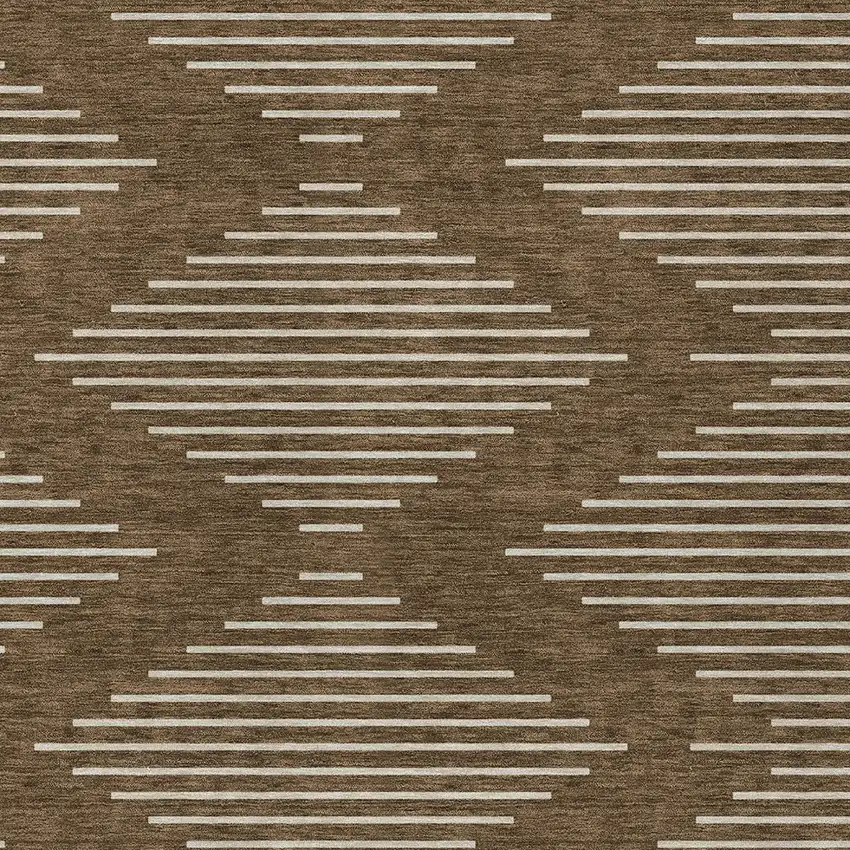 Brown And Beige Geometric Washable Indoor Outdoor Area Rug Photo 5