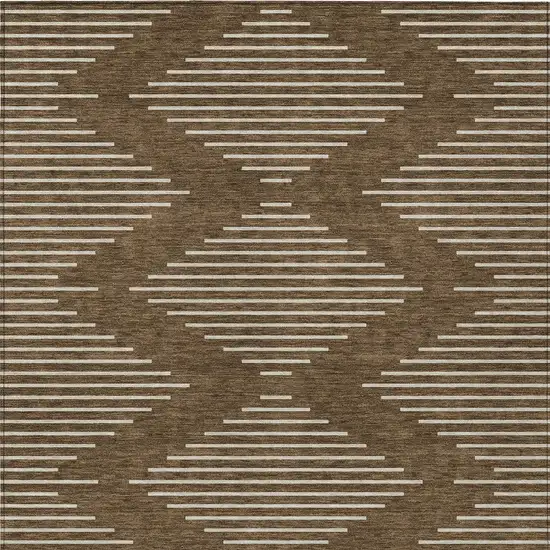Brown And Beige Geometric Washable Indoor Outdoor Area Rug Photo 6