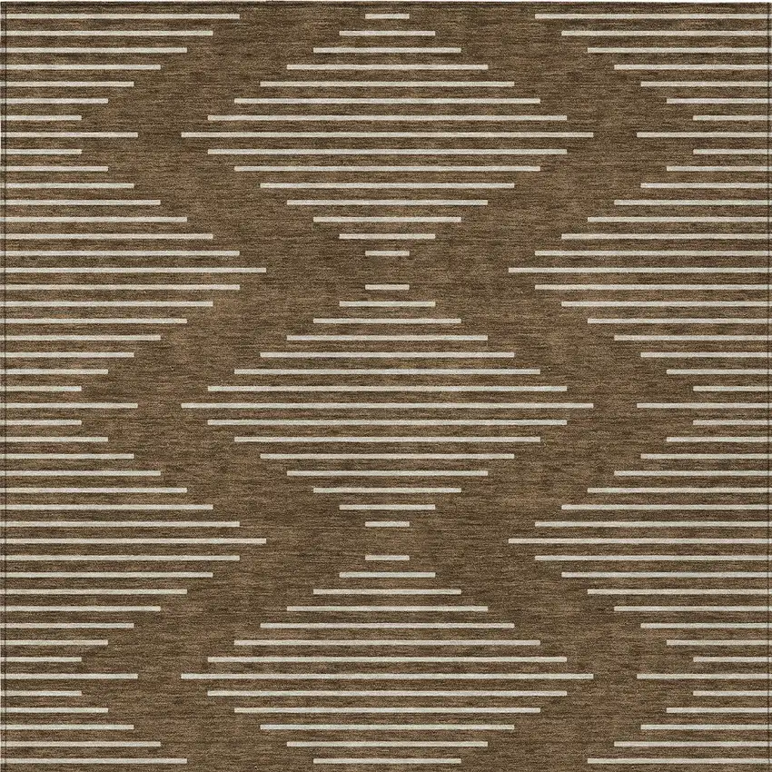 Brown And Beige Geometric Washable Indoor Outdoor Area Rug Photo 6