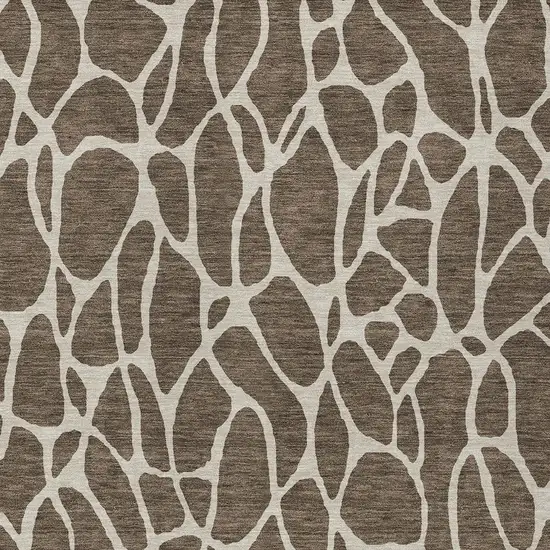 Brown And Beige Geometric Washable Indoor Outdoor Area Rug Photo 6