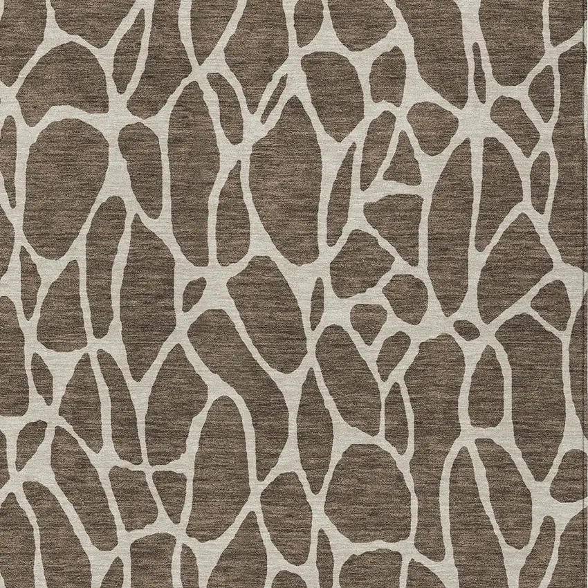 Brown And Beige Geometric Washable Indoor Outdoor Area Rug Photo 6