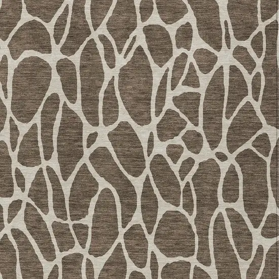 Brown And Beige Geometric Washable Indoor Outdoor Area Rug Photo 6