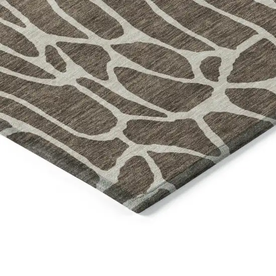 Brown And Beige Geometric Washable Indoor Outdoor Area Rug Photo 5