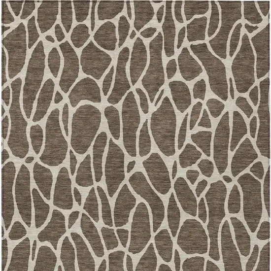 Brown And Beige Geometric Washable Indoor Outdoor Area Rug Photo 6