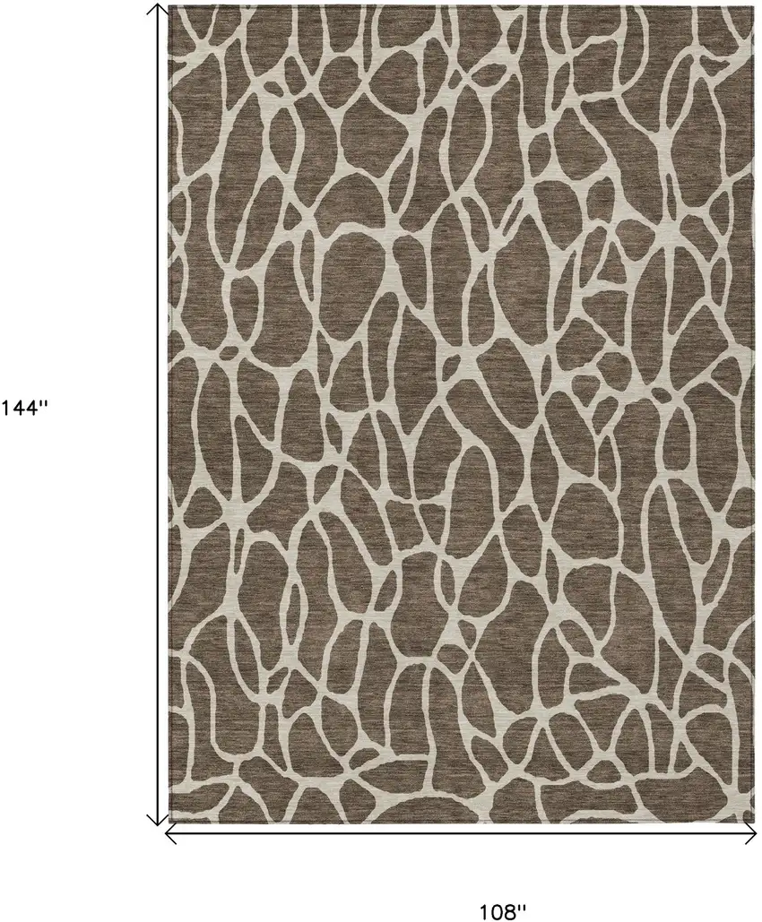 Brown And Beige Geometric Washable Indoor Outdoor Area Rug Photo 3