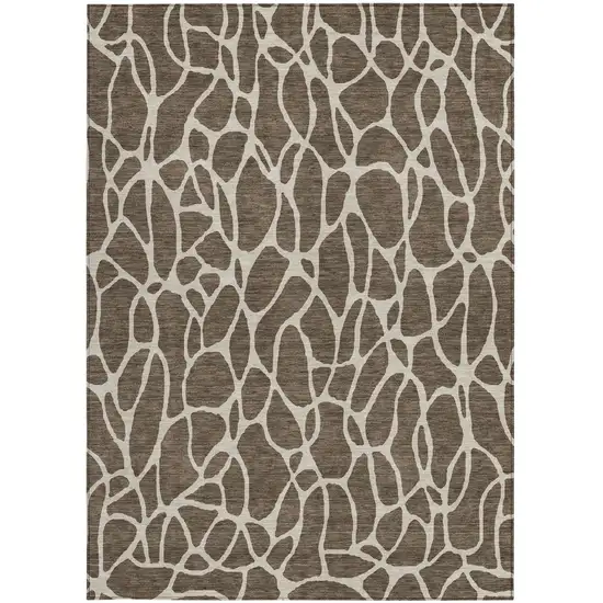 Brown And Beige Geometric Washable Indoor Outdoor Area Rug Photo 6