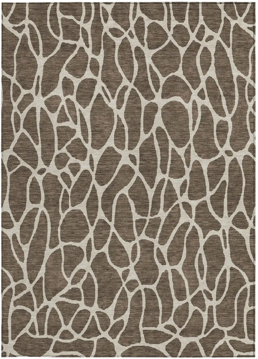 Brown And Beige Geometric Washable Indoor Outdoor Area Rug Photo 6
