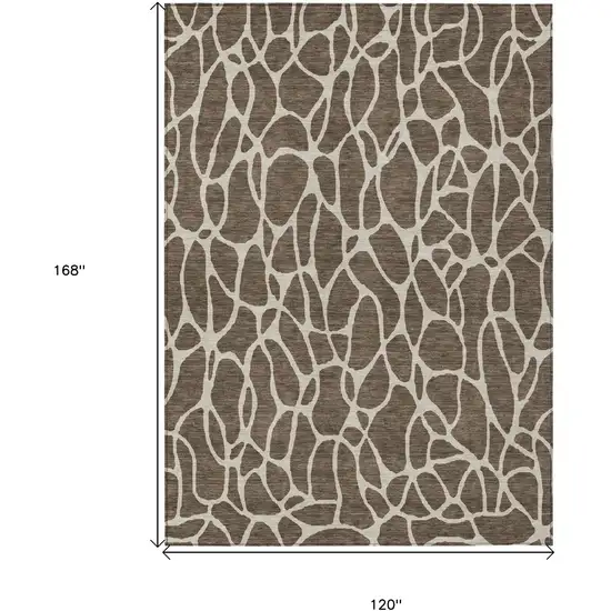 Brown And Beige Geometric Washable Indoor Outdoor Area Rug Photo 3