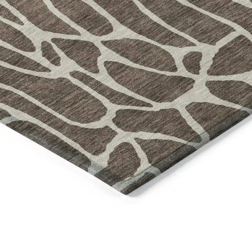 Brown And Beige Geometric Washable Indoor Outdoor Area Rug Photo 5