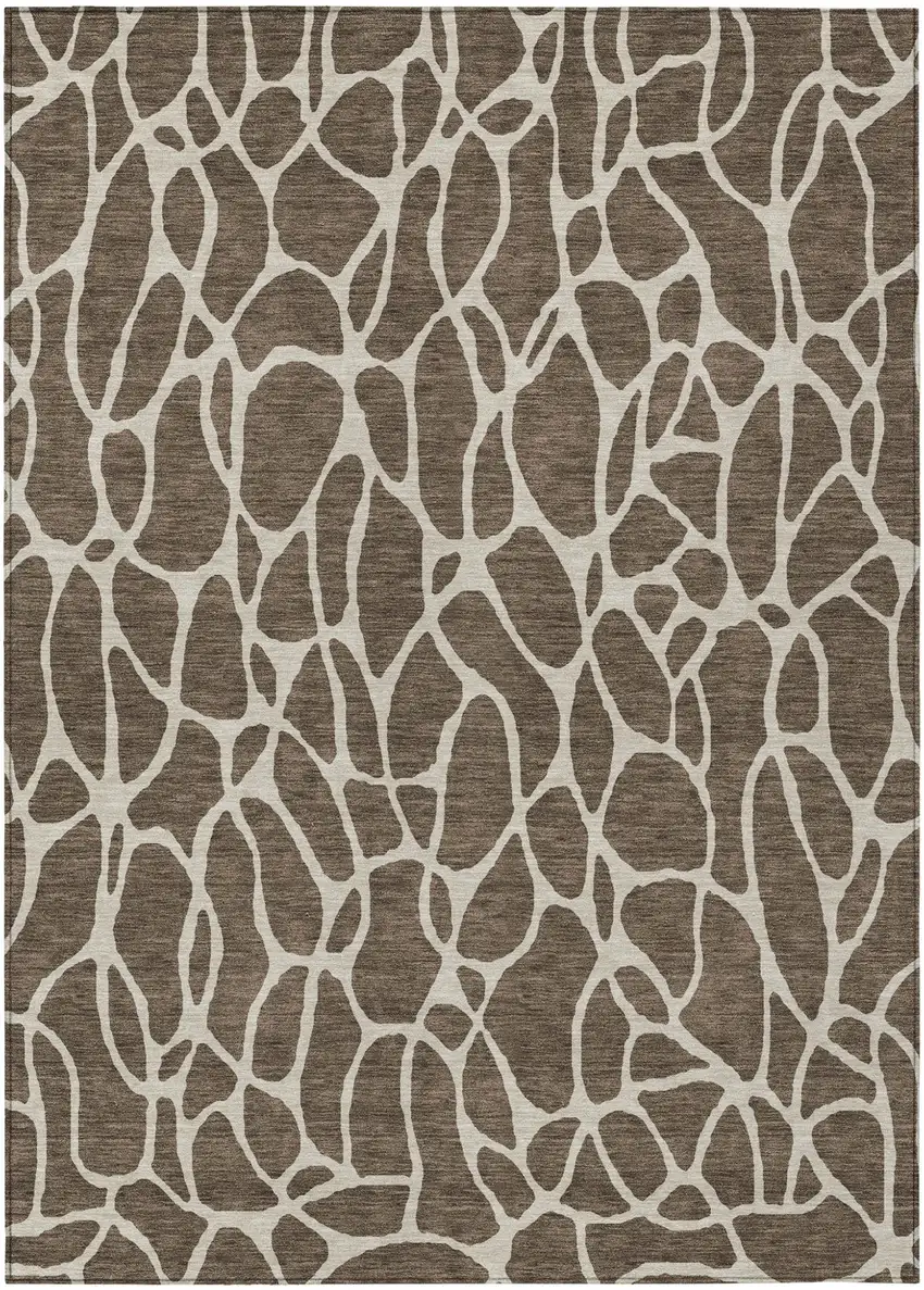 Brown And Beige Geometric Washable Indoor Outdoor Area Rug Photo 2
